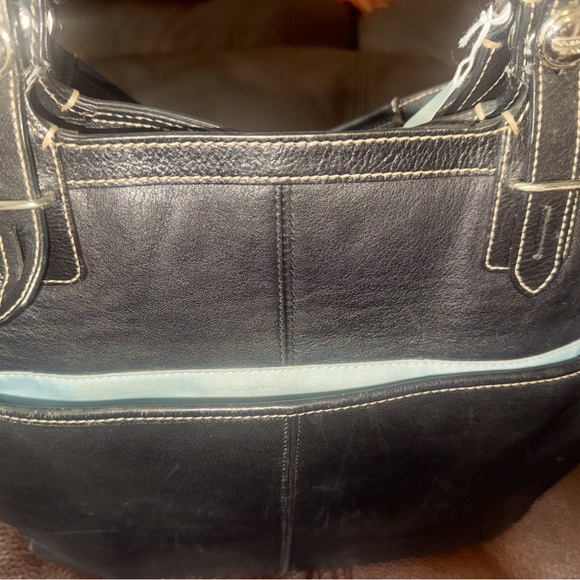 Coach Black Leather Satchel Purse - Picture 3 of 6